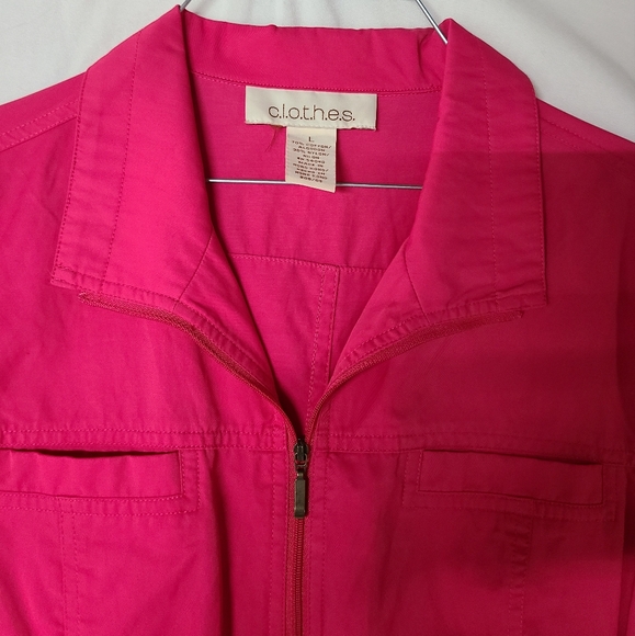 c.l.o.t.h.e.s. Large Pink Long Sleeve Zippered Lightweight Jacket. Like new. - Picture 4 of 6